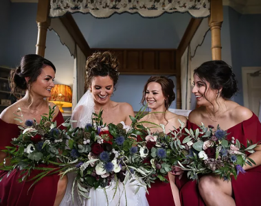 Bride and here bridesmaids after their makeover